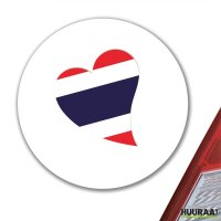 Aufkleber Thailand Flagge Herz 10cm rund