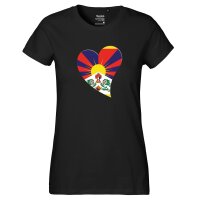 Damen T-Shirt Tibet Flagge Herz