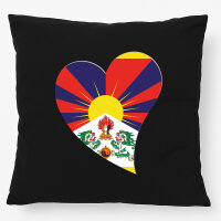 Kissen Tibet Flagge Herz 40x40cm