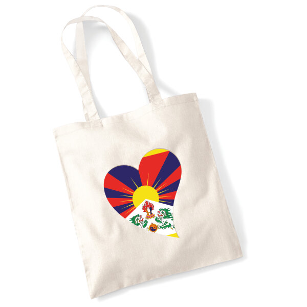 Jutebeutel Tibet Flagge Herz 10 Liter