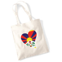 Jutebeutel Tibet Flagge Herz 10 Liter