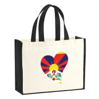 Jutetasche Tibet Flagge Herz 21 Liter Black