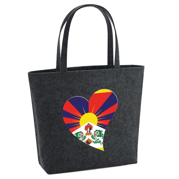 Filz Shopper Tibet Flagge Herz 22 Liter