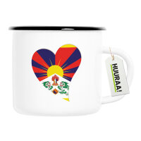 Emaille Tasse Tibet Flagge Herz 300ml Vintage