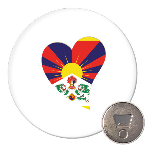 Magnet Tibet Flagge Herz 59mm Kühlschrankmagnet