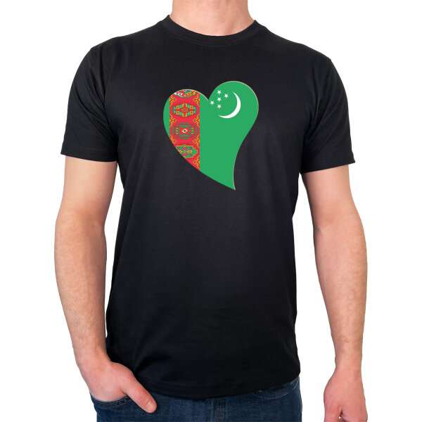 Herren T-Shirt Turkmenistan Flagge Herz