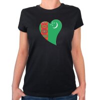 Damen T-Shirt Turkmenistan Flagge Herz