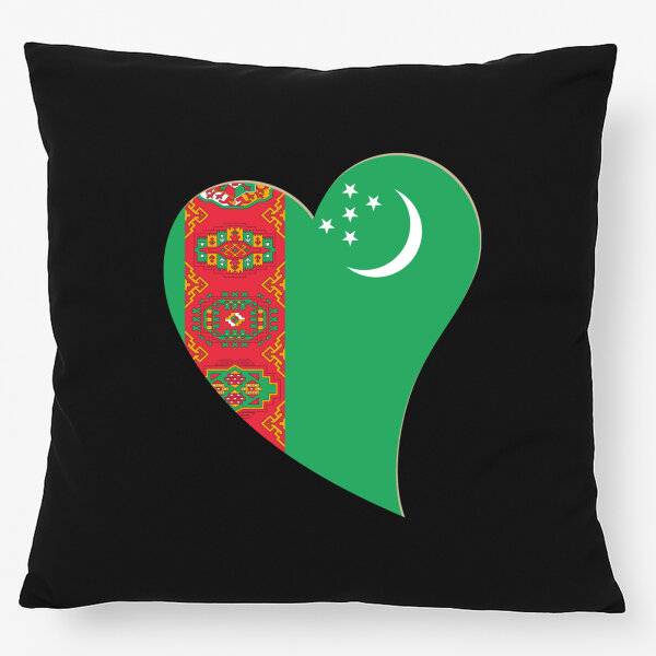 Kissen Turkmenistan Flagge Herz 40x40cm