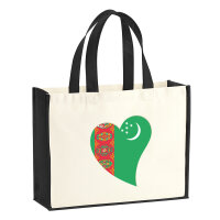 Jutetasche Turkmenistan Flagge Herz 21 Liter Black