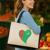 Jutetasche Turkmenistan Flagge Herz 21 Liter Black