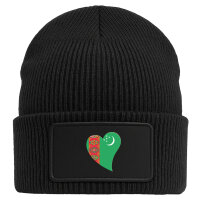 Beanie mit Patch Turkmenistan Flagge Herz Black