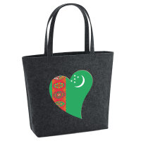 Filz Shopper Turkmenistan Flagge Herz 22 Liter