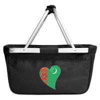 Einkaufskorb faltbar Turkmenistan Flagge Herz 20 Liter Black