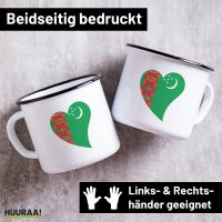 Emaille Tasse Turkmenistan Flagge Herz 300ml Vintage