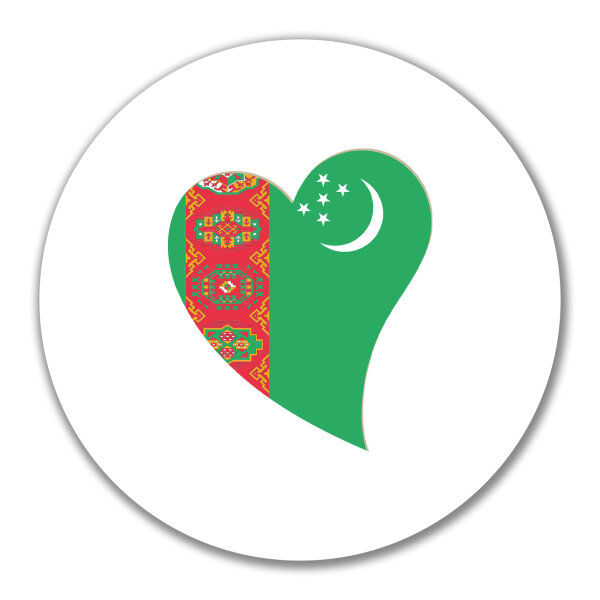 Aufkleber Turkmenistan Flagge Herz 10cm rund