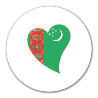 Aufkleber Turkmenistan Flagge Herz 10cm rund