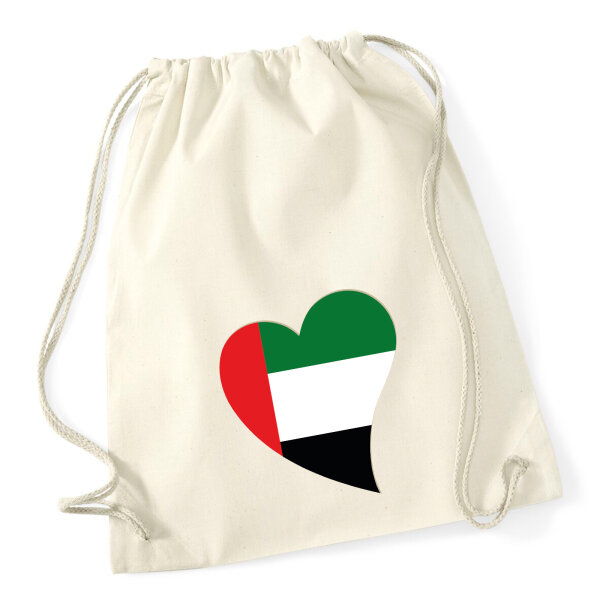 Turnbeutel Vereinigte Arabische Emirate Flagge Herz 12 Liter