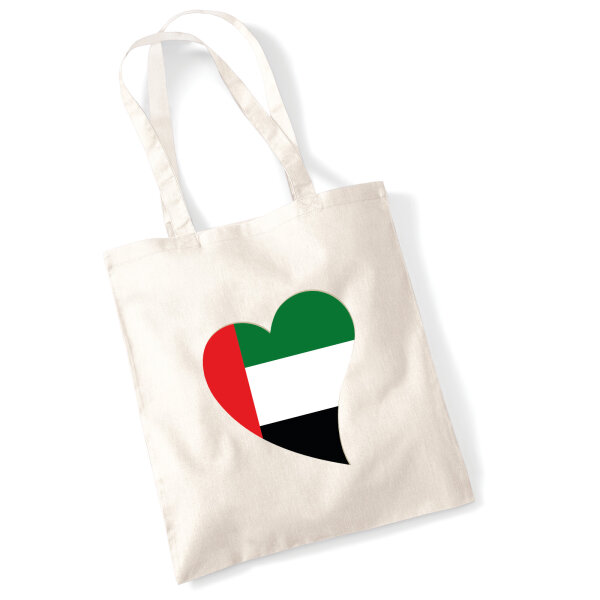 Jutebeutel Vereinigte Arabische Emirate Flagge Herz 10 Liter