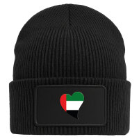 Beanie mit Patch Vereinigte Arabische Emirate Flagge Herz Black