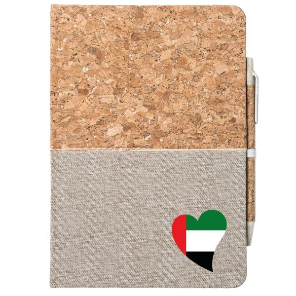 Notizbuch A5 Vereinigte Arabische Emirate Flagge Herz 80 Blatt inkl. Kugelschreiber