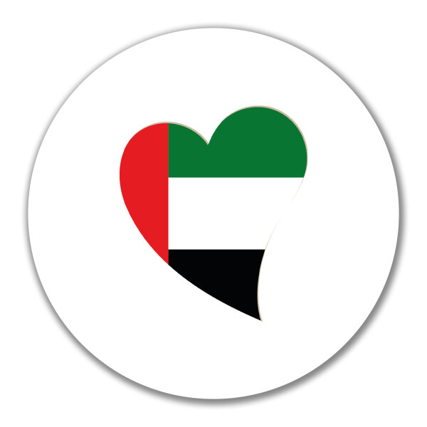 Aufkleber Vereinigte Arabische Emirate Flagge Herz 10cm rund