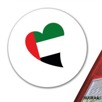 Aufkleber Vereinigte Arabische Emirate Flagge Herz 10cm rund