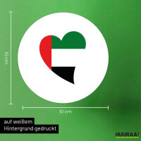 Aufkleber Vereinigte Arabische Emirate Flagge Herz 10cm rund