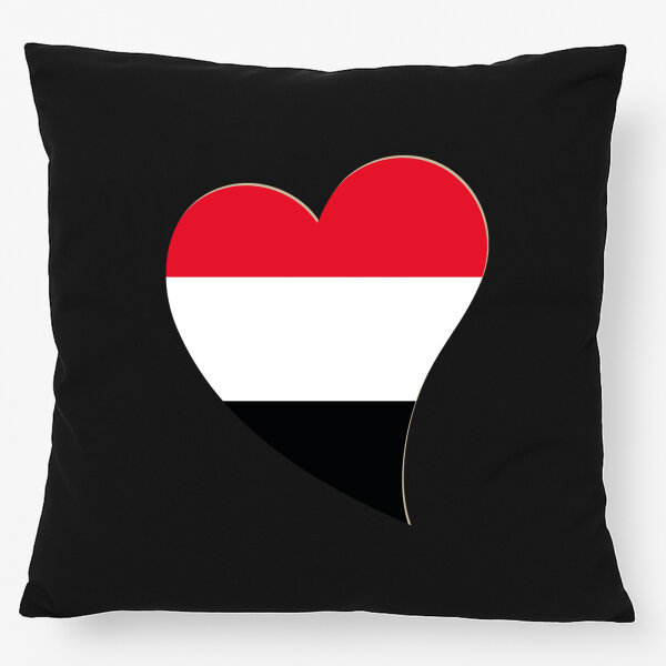 Kissen Jemen Flagge Herz 40x40cm