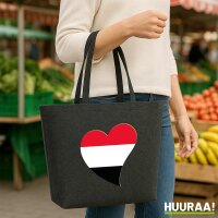 Filz Shopper Jemen Flagge Herz 22 Liter
