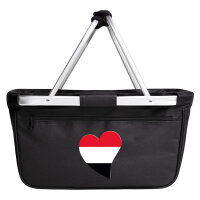Einkaufskorb faltbar Jemen Flagge Herz 20 Liter Black