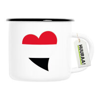 Emaille Tasse Jemen Flagge Herz 300ml Vintage