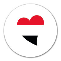 Aufkleber Jemen Flagge Herz 10cm rund