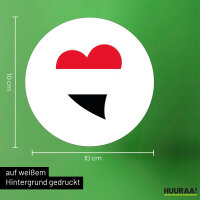 Aufkleber Jemen Flagge Herz 10cm rund