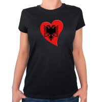 Damen T-Shirt Albanien Flagge Herz