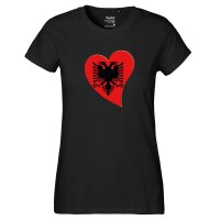 Damen T-Shirt Albanien Flagge Herz