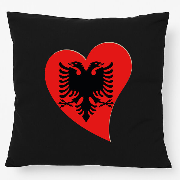 Kissen Albanien Flagge Herz 40x40cm