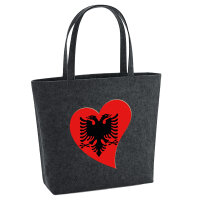Filz Shopper Albanien Flagge Herz 22 Liter