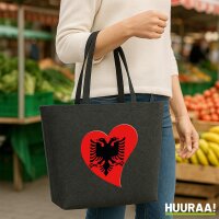 Filz Shopper Albanien Flagge Herz 22 Liter