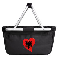 Einkaufskorb faltbar Albanien Flagge Herz 20 Liter Black