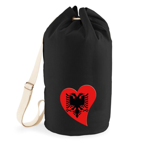 Seesack Albanien Flagge Herz 20 Liter Black