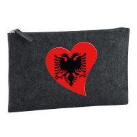 Kulturbeutel Albanien Flagge Herz 1 Liter Charcoal