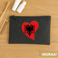 Kulturbeutel Albanien Flagge Herz 1 Liter Charcoal