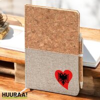 Notizbuch A5 Albanien Flagge Herz 80 Blatt inkl....