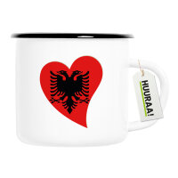Emaille Tasse Albanien Flagge Herz 300ml Vintage
