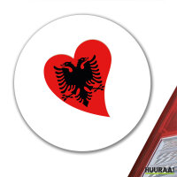 Aufkleber Albanien Flagge Herz 10cm rund