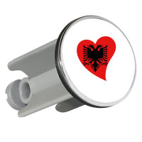 Waschbeckenstöpsel Albanien Flagge Herz 4cm