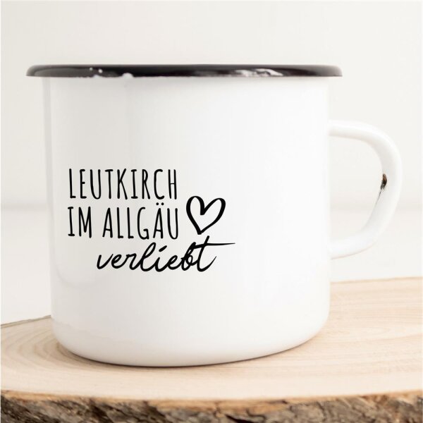 Emaille Tasse Leutkirch im Allgäu  Vintage 300ml