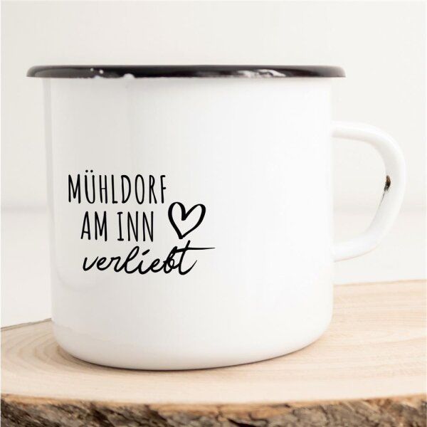 Emaille Tasse Mühldorf am Inn  Vintage 300ml