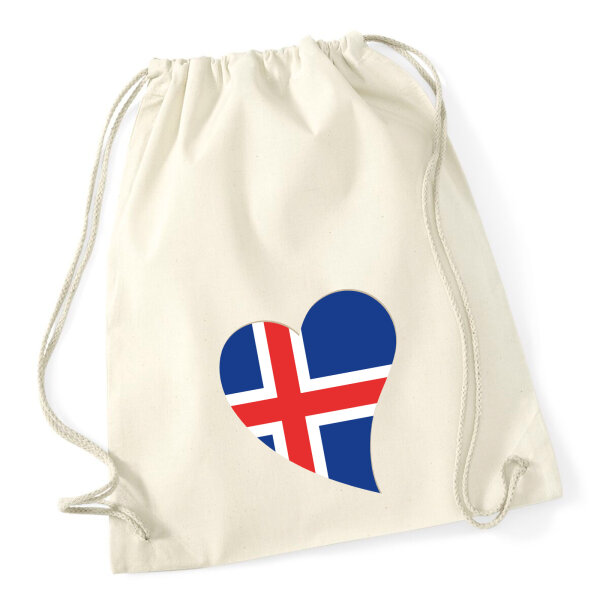 Turnbeutel Island Flagge Herz 12 Liter