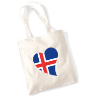 Jutebeutel Island Flagge Herz 10 Liter